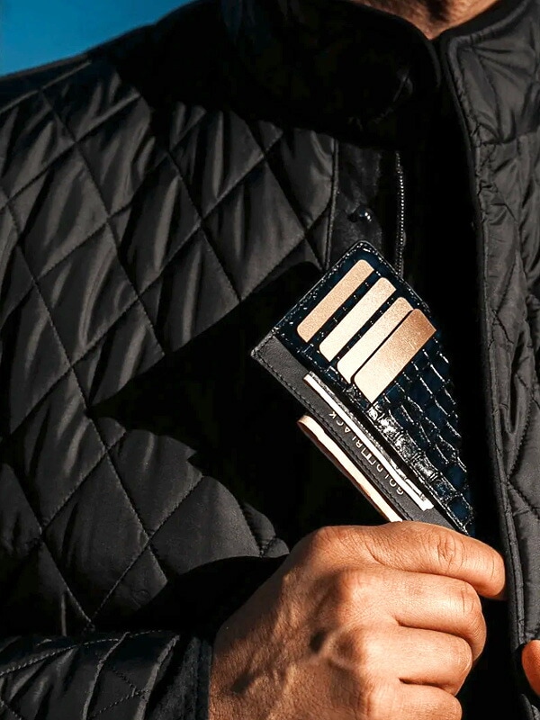 GOLDBLACK ゴールドブラック カードケース スリム 薄型 メンズ レディース 大人 本革 シンプル おしゃれ かっこいい レザー カーフスキン ミニクロコ柄 高級 両面収納 クレジットカード