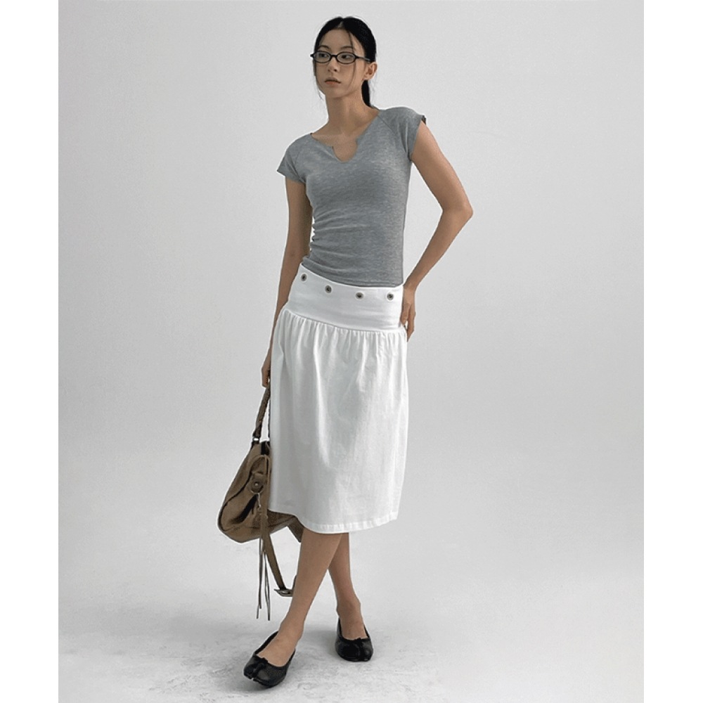 ブラックアップカフアイレットフレアミディスカート