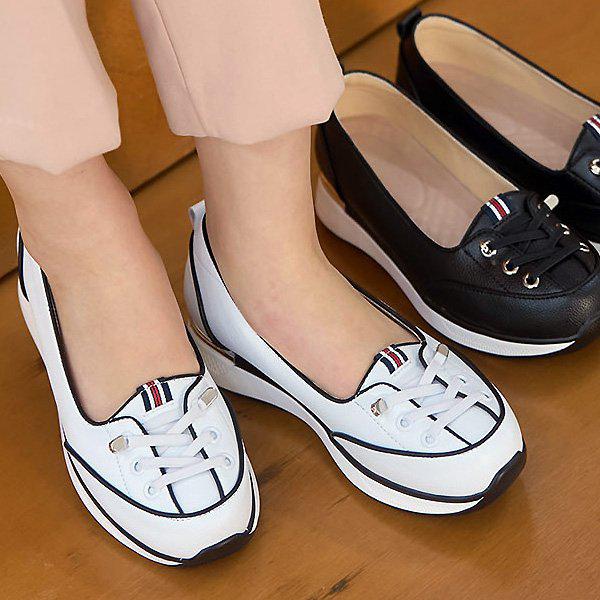 革シルバーウェッジヒール 女性用 レディース ローファー フラット パンプス スリッポン 4cm sms127_P356732078