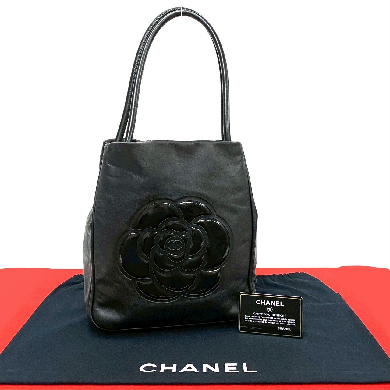 ヴィンテージ カメリア ロゴトートバッグ レザー ブラック 29098 136,800円