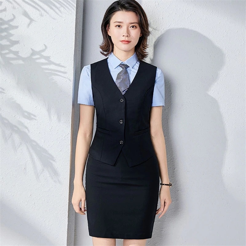 事務服 ベストスーツ 上下セット ベスト スカートスーツ 秋 春 フォーマル 制服 オフィス ビジネス 通勤 タイトスカート 着易さ 洗える