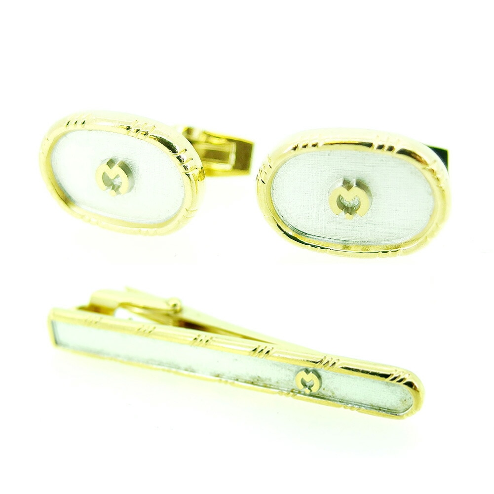 ネクタイピン タイピン カフス カフリンクス 2アイテムセット シルバー ゴールド 中古