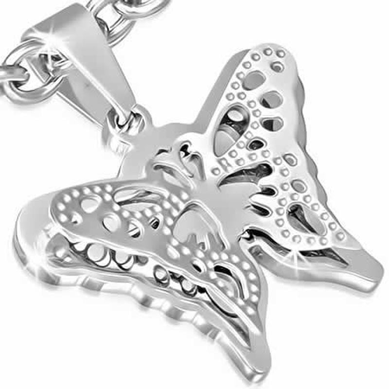 3Dバタフライペンダントトップ ネックレスパーツ チョーカー メンズ レディース 首飾り チョウ 蝶 立体 面白い おもしろ プレゼント 飛び出す 彼氏 彼女 大きめ stt00-00-0396