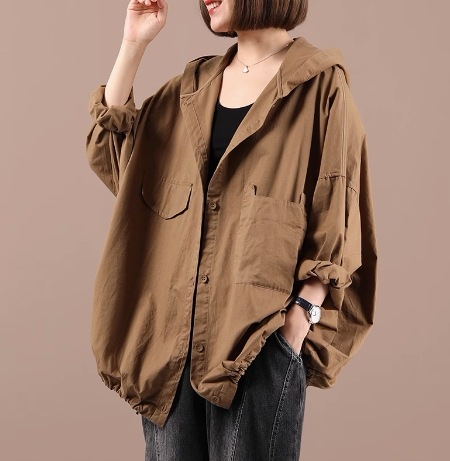 レディース ジャケット 長袖 フード 前開き ポケット ワイド 大人可愛い シンプル カジュアル おしゃれ こなれ感 ラフ メンズライク マニッシュ ボーイッシュ 主役級 存在感 秋 冬 ママ 10代