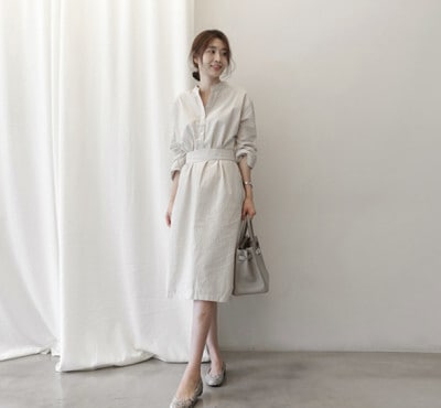 ワンピース デート シャツワンピース 膝丈 ひざ丈 ミモレ ミモレ丈 袖あり 長袖 かわいい 大人可愛い きれいめ シンプル カジュアル 大人 上品 おしゃれ お洒落 主役級 存在感 春 秋 10代 5,681円