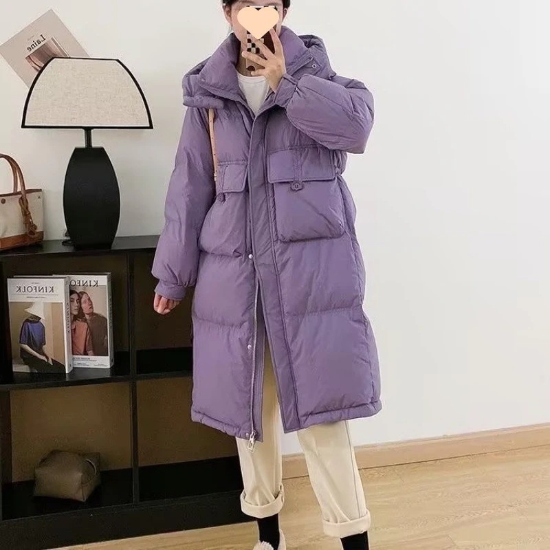 今年のダウンジャケット 冬アウター 韓国ファッション カジュアル ダウンジャケットの女性の冬は新しい緩い韓国語バージョンのホワイトダックダウン厚くフード付きジャケットの長いセクションで 5,234円