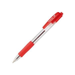 （まとめ） TANOSEE ノック式油性ボールペン0.7mm 赤 （軸色：クリア） 1箱（10本） 30セット