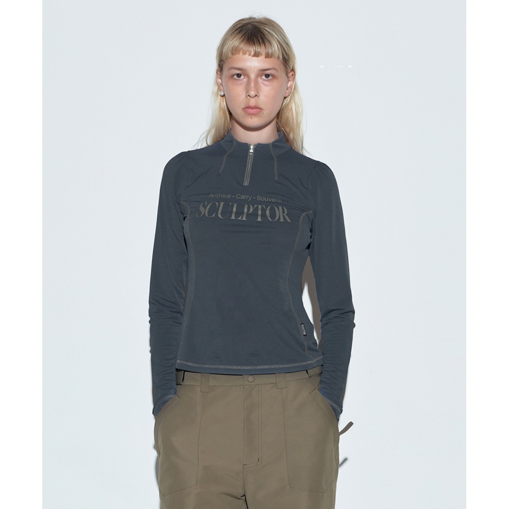 SCULPTOR スポーツ ハーフジップアップ ダスティネイビー