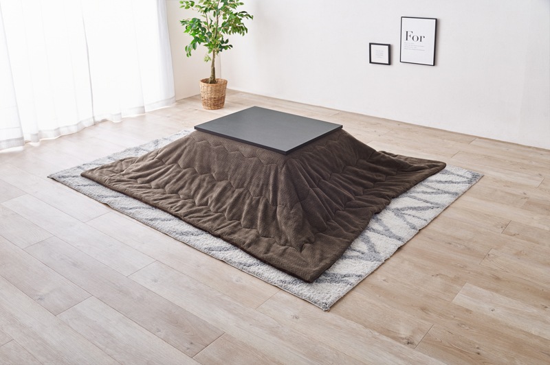 こたつ コタツ テーブル 掛布団 2点セット グレー/ブラウン 75x60cm コタツ掛布団セット オールシーズン シンプル 長方形 なめらか素材 保温