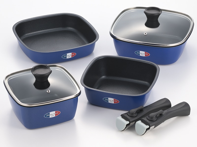 「ジャンヌ・エコール」着脱ハンドル角型鍋4点セット 8,368円