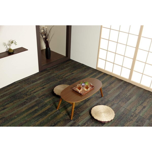 1080740040202 純国産 い草花ござカーペット 『カイン』ブルー 江戸間2畳 メーカー直送