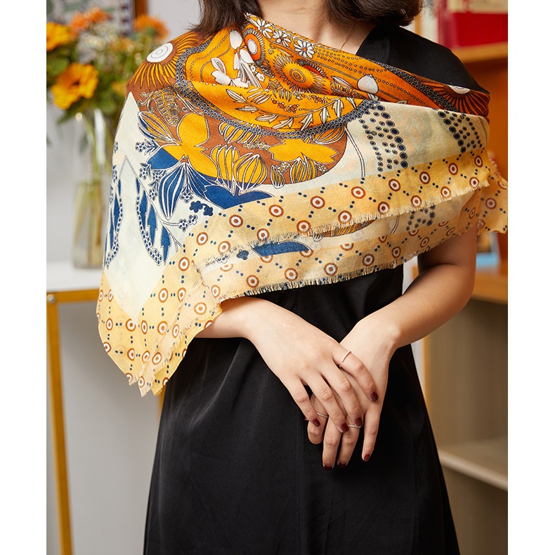 秋冬ロングリングベルベットストールハート木の葉デジタルプリント夏のエアコンタオル両用マフラー