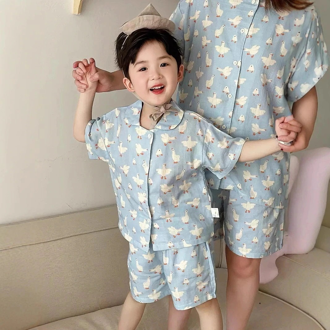 [キッズパジャマ]パジャマ 子供用パジャマの親子半袖ショートパンツホームウェアパジャマのセット