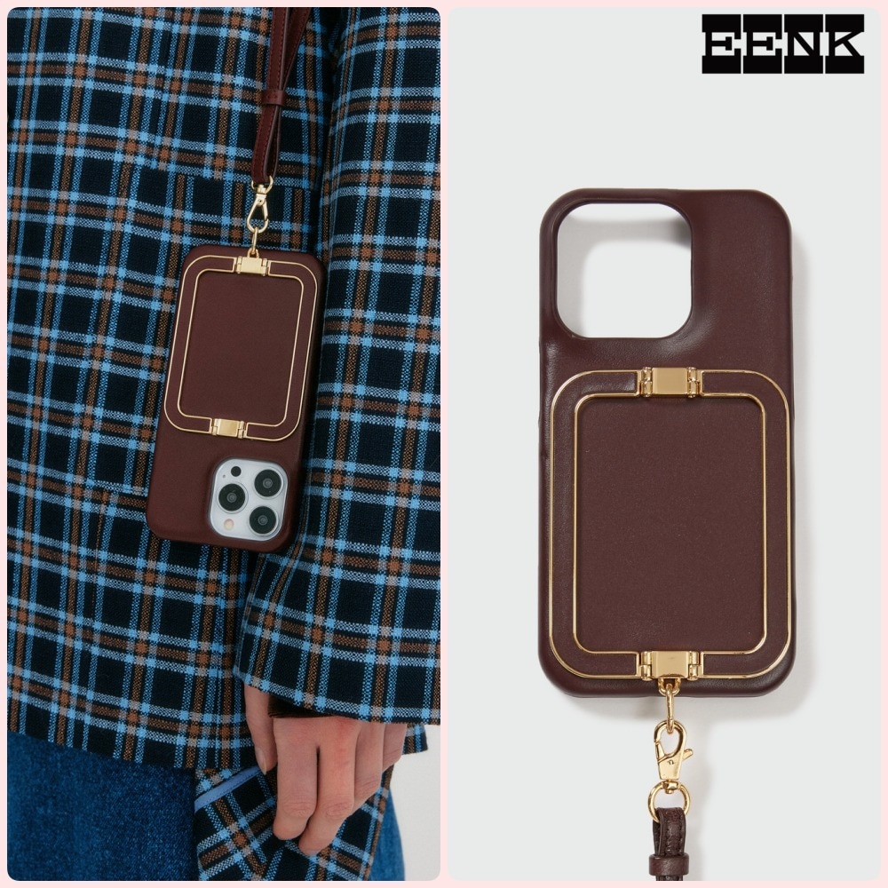 【EENK】送料/関税込 Phone Case with Leather Strap - BurgundyiPhone 16 Pro