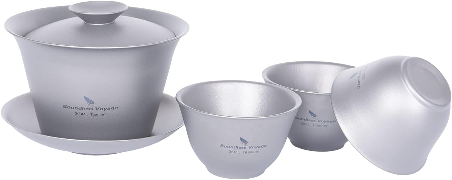 Boundless Voyage チタン 蓋碗 湯呑み 中国茶器セット 満水200ml ダブルウォール茶碗 耐熱 保温 超軽量 錆びない スタッキング可能 携帯用茶具 お家 事務所 旅行用 茶器 アウ 4,709円