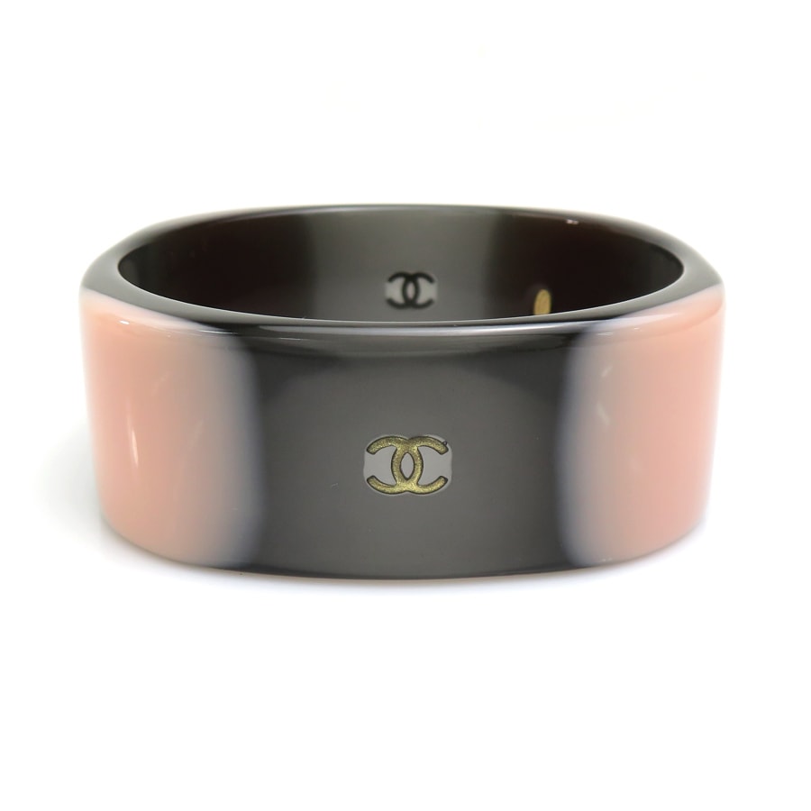 シャネル CHANEL バングル ブレスレット ココマーク レジン ブラック/ピンク/ゴールド レディース w1157g