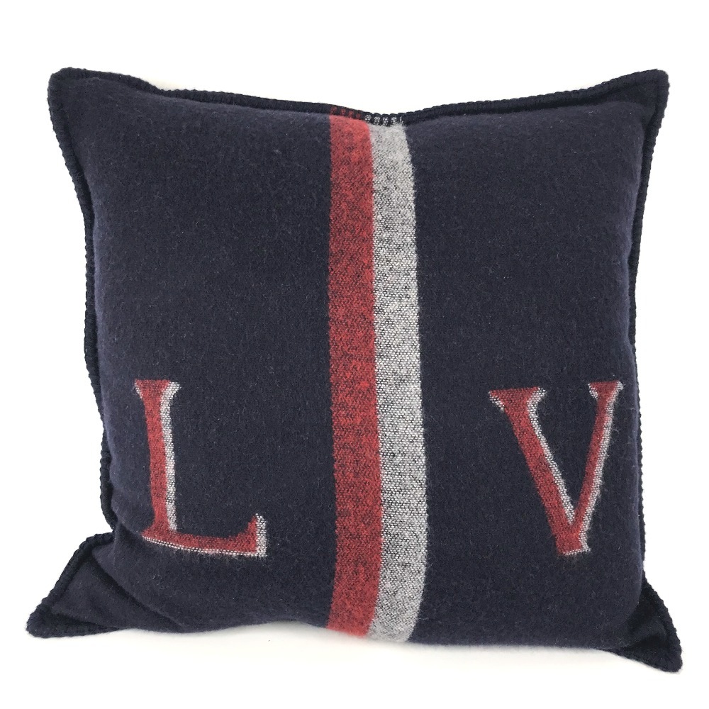 クッション M77626 ロゴ LV ピロー 枕 インテリア コットン ブルー