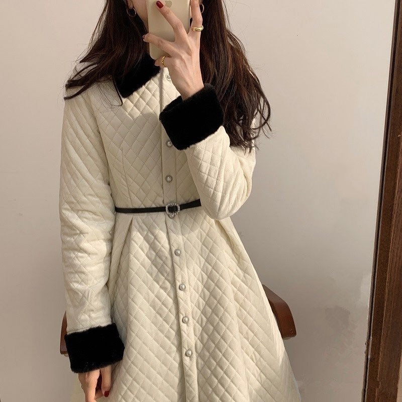 キルティングコート レディース アウター ロングコート 長袖 大きいサイズ 大人 秋冬 中綿コート