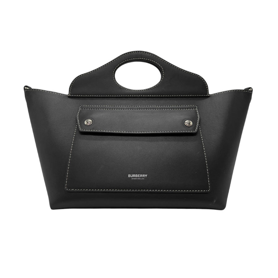 バーバリー BURBERRY ハンドバッグ ショルダーバッグ レザー ブラック シルバー レディース z2915