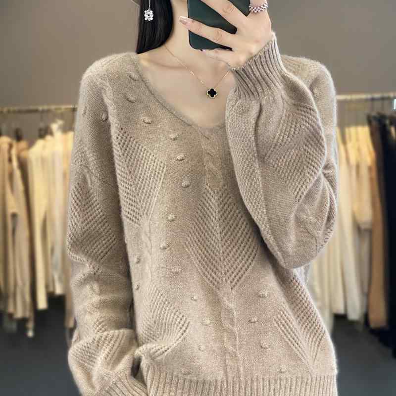 秋冬 コーデ レディース ファッション オシャレ 服 カワイイ シンプル 大人カワイイ 大きいサイズ セーター Vネック 無地 長袖 プルオーバー スリム ウール トップス