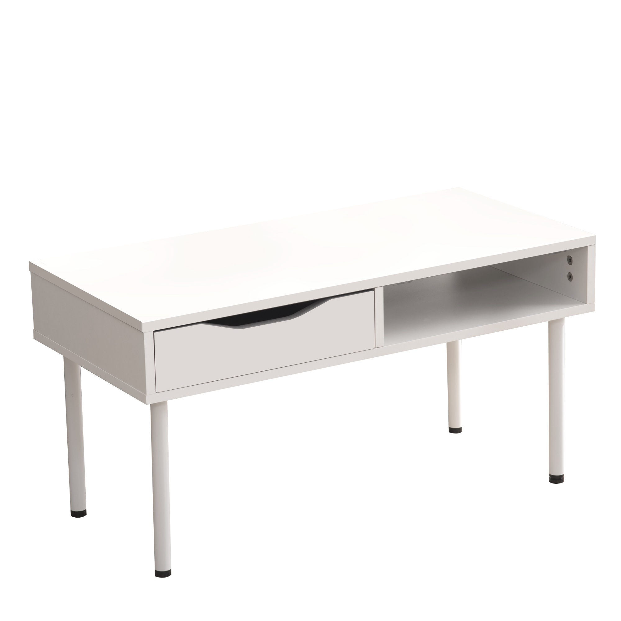 80【新品登場】簡易テーブル ローテーブル センターテーブル リビングテーブル カフェテーブル ソファテーブル 引き出し1つ付き 組み立て簡単 【ホワイト+ホワイト】 6,247円