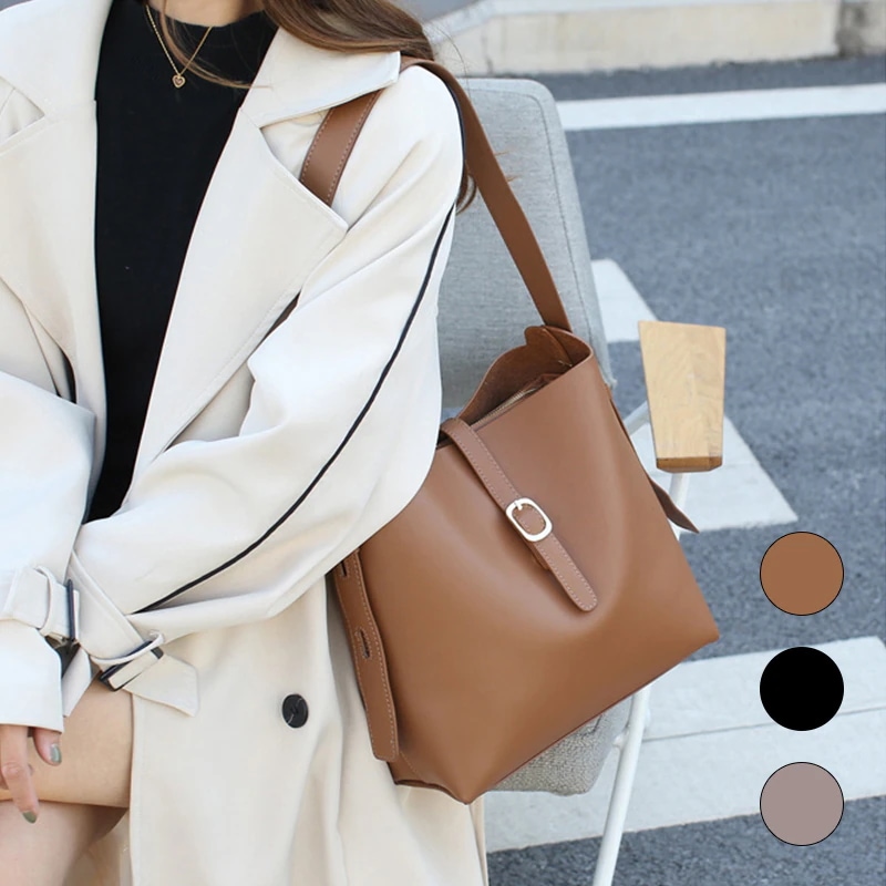 B206 本革 韓国 バケツバッグ ショルダーバッグ レディース 斜めがけバッグ トートバ ッグ 大容量 バッグ 通勤 肩ベルト調節可能 カバン バック 韓国ファッション 5,298円