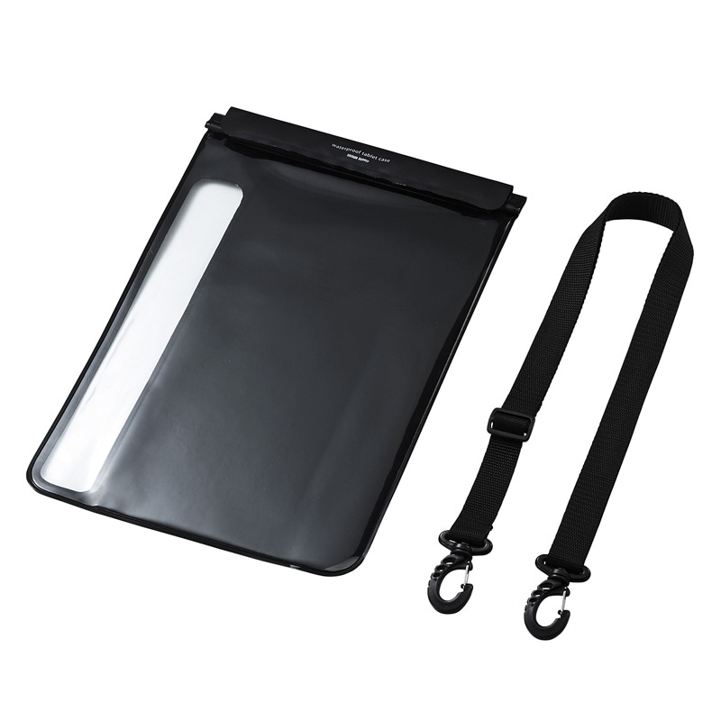 タブレット防水防塵ケース スタンド ショルダーベルト付き 12.9インチ ブラック PDA-TABWPST12