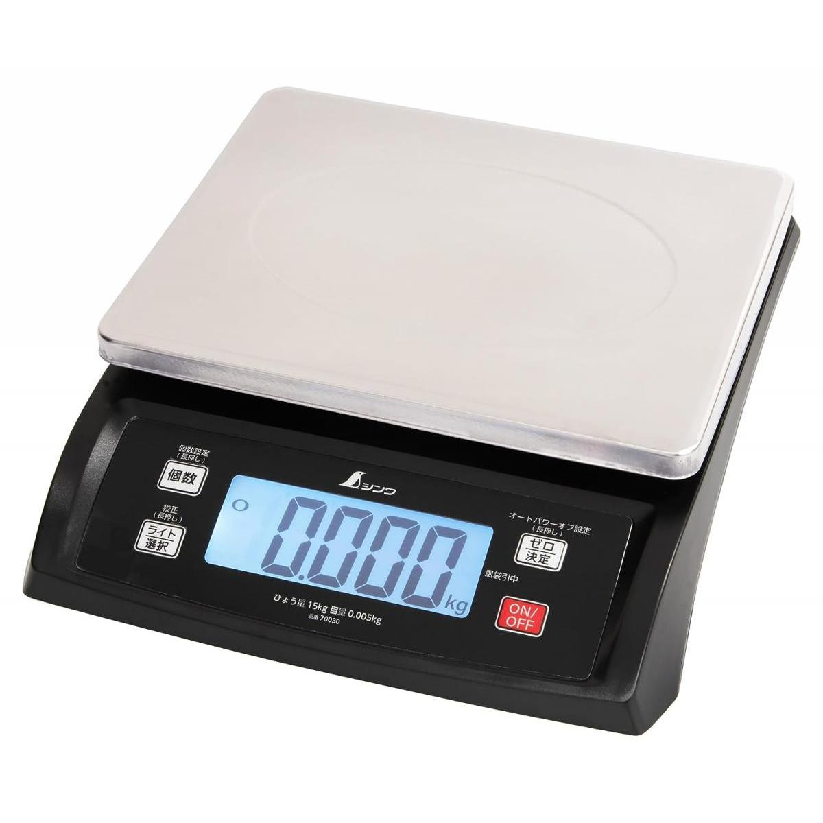 シンワ測定 デジタルはかり SD 15kg 取引証明以外用 70030 個数計量機能 ステンレス皿付 はかり