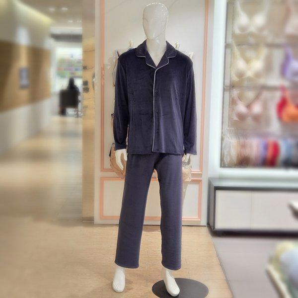 ミンク極細糸ソリッド男性パジャマ MP8876A-NAVY