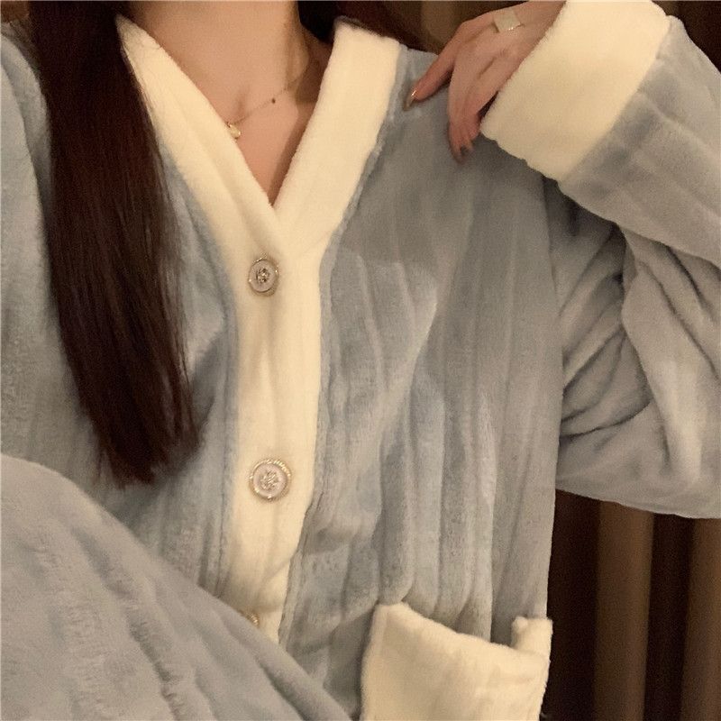 男女同じカップル学生 部屋着セット秋冬 丸首 部屋着セット 裏起毛 ルームウェア カジュアル コーラルフリース 着心地の良い着ぐるみパジャマ 新作パジャマ秋冬ホームウェアセット 46aa560