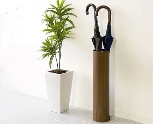 傘立て おしゃれ スリム アンブレラハンガー アンブレラスタンド コンパクト アイアン 木製 木目柄 コンパクト 完成品 幅13cm