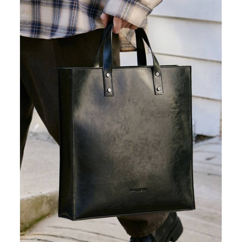 レザリー LEATHERY クラックド スクエア トートバッグ [BLACK] LRBG4110BK 424798