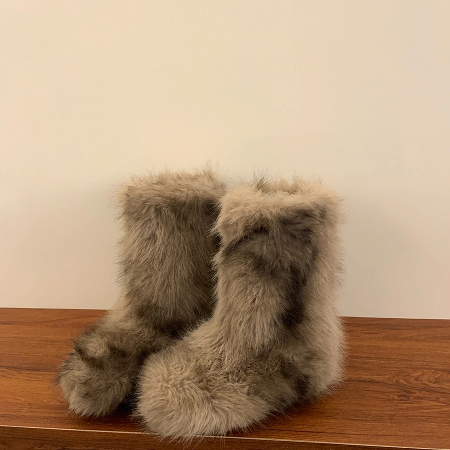 ファッション特別2025秋冬 韓国っぽ 4cm厚底ムートンブーツ 防寒暖かいあったか カジュアルレディース厚手 ミドル丈美脚脚長靴風スタイルアップ ロングリブミドルブーツレースアップシューズ女っぽスト