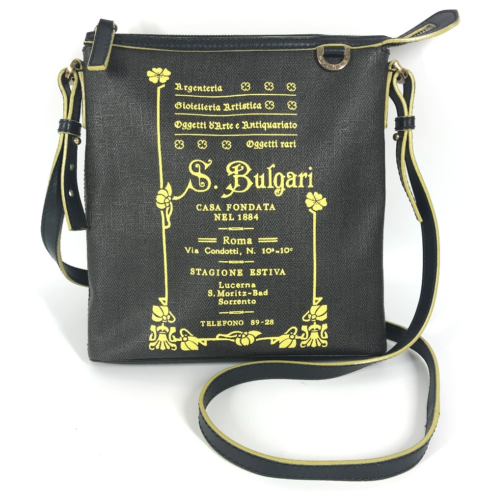 ショルダーバッグ ロゴ S.Bulgari カバン ポシェット 斜め掛け PVC/レザー グレー