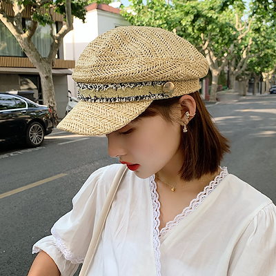キャスケット 麦わら帽子 小顔 無地 ハンチング・キ...のサムネイル