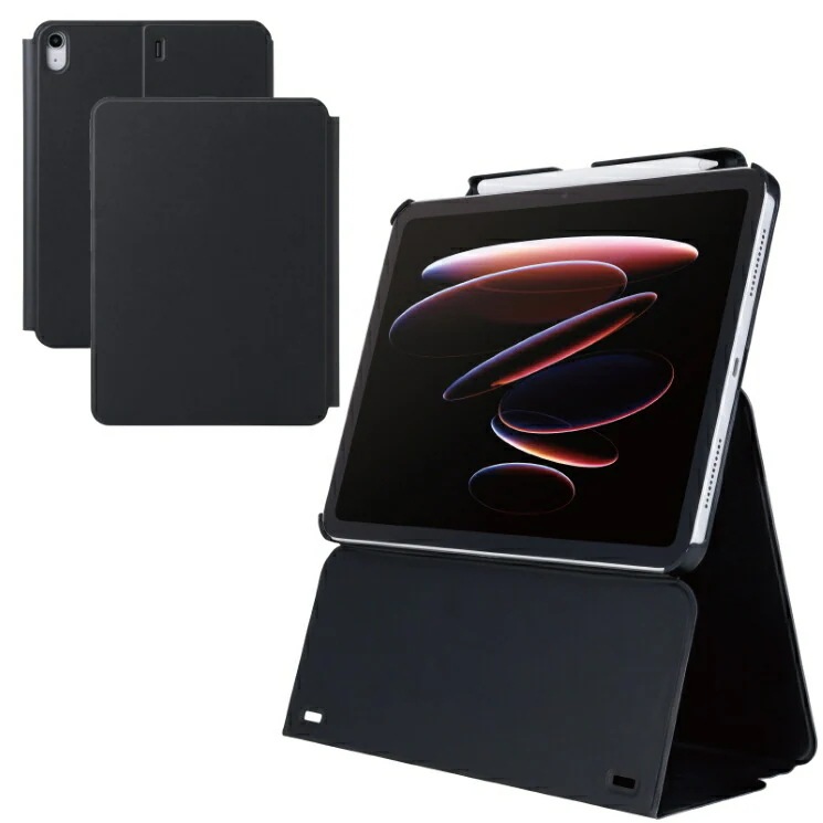 エレコム iPad Air ケース 11インチ ( M3 / M2 ) / 10.9インチ 第5世代 第4世代 高さ調整フラップ カバー スタンド オートスリープ機能 ブラック TB-A25MWVH2