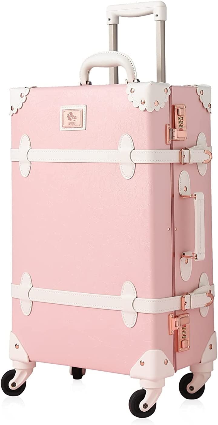 スーツケース クラシック トランク トランクケース キャリーケース かわいい( プリンセスピンク, Mサイズ（2-5宿泊）)