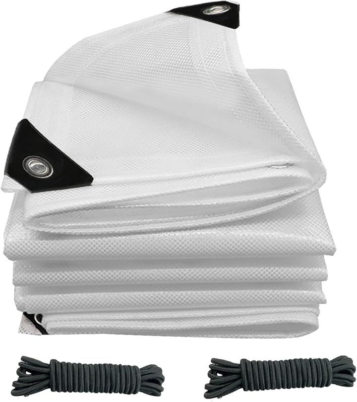 透湿防水シート 透明 屋外 屋根 カバー 庭 雨避けシート HDPE製 ロータス効果 両面防水漏れなし 超靭性 引裂き抵抗 (ホワイト, 2.8Mx3M)