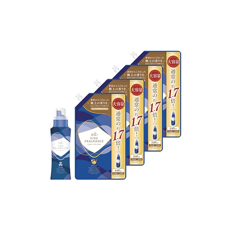 ファーファ ファイン フレグランス オム クリスタル ムスク の香り 柔軟剤 (840ml) 4個 & 洗剤 (400g) 1個 セット