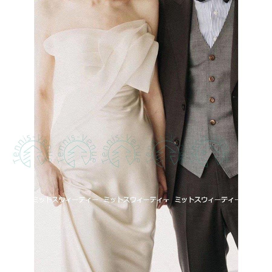 ウェディングドレス ロングドレス ビスチェ 結婚式 ウエディングドレス 二次会 花嫁 前撮り エレガ
