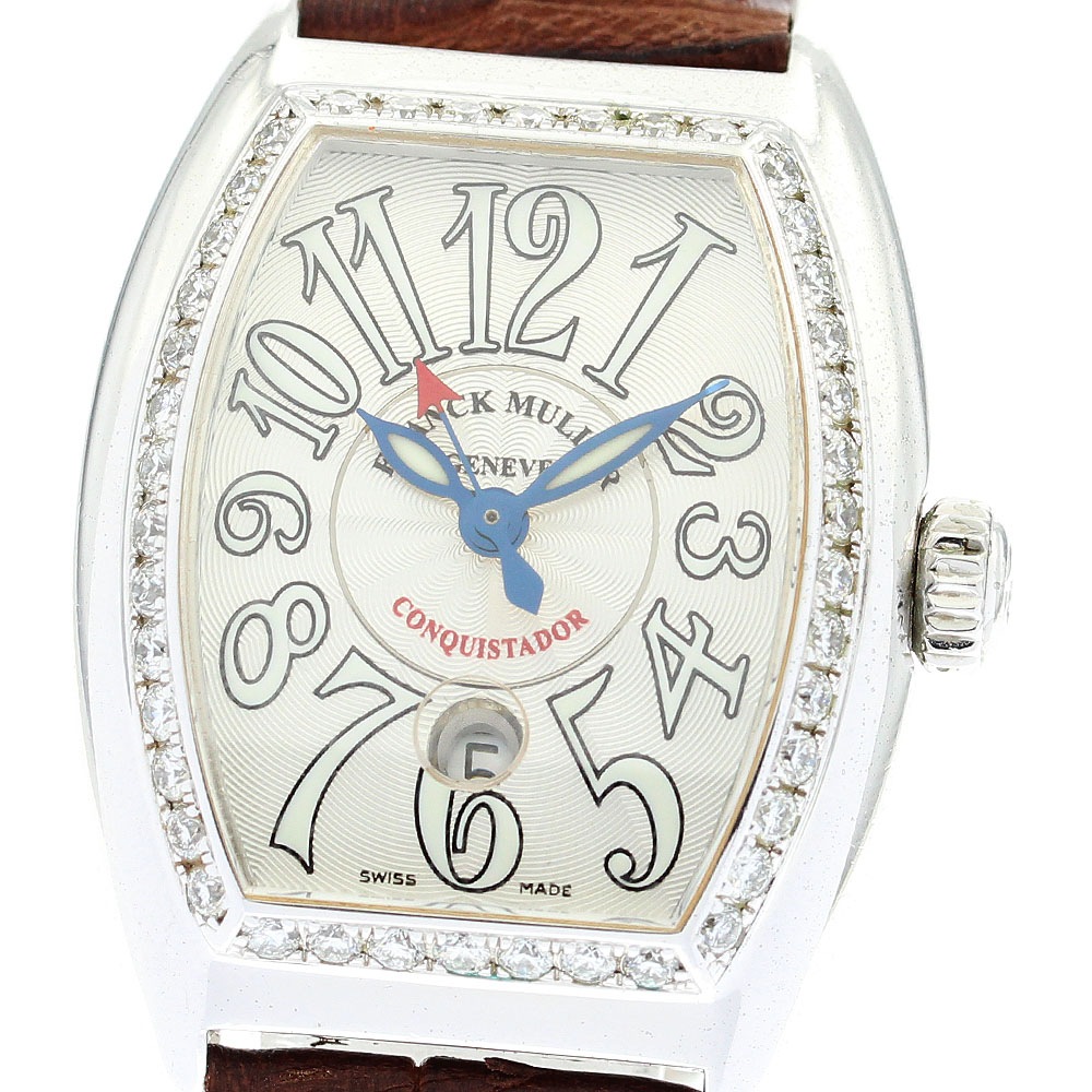 フランクミュラー FRANCK MULLER 8005LD1R コンキスタドール ダイヤベゼル デイト 自動巻き レディース 保証書付き_869373【中古】