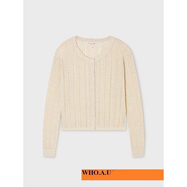 W.A.U リネンブレンドスカシカーディガン(OATMEAL MELANGE)-WHCKG2523F_IC