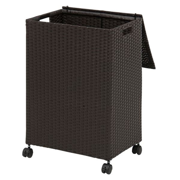 ランドリーラック ランドリー収納 約幅45cm ダークブラウン スチール キャスター ふた付き 洗濯かご チェスト 収納ボックス 7,438円