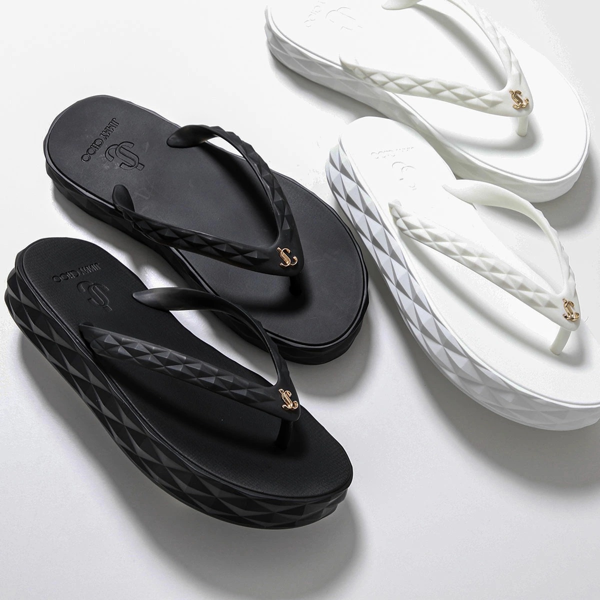 Jimmy Choo ジミーチュウ サンダル DIAMOND FLIP FLOP レディース ラバー トング JCメタルロゴ フラット 厚底 靴 カラー2色
