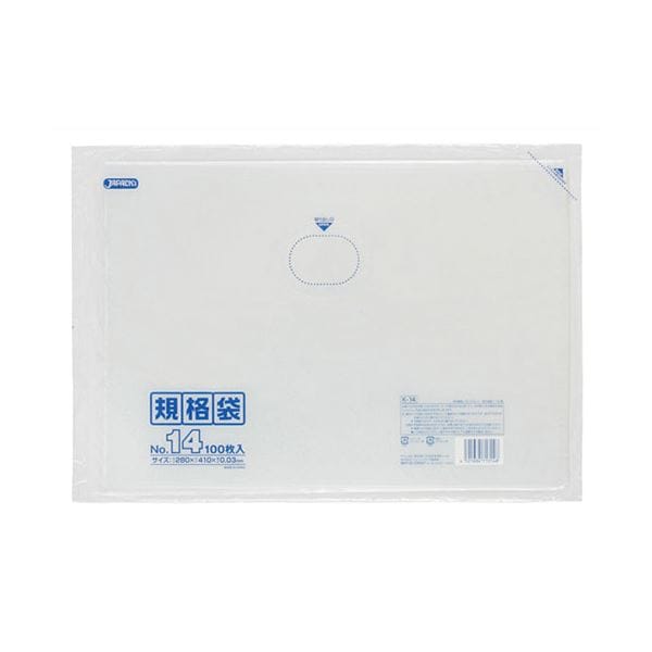 [5セット] ジャパックス LD 規格袋 14号 0.030mm厚 100枚 透明 K-14X5