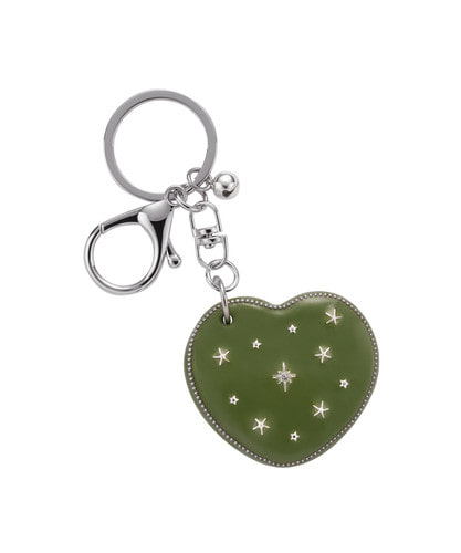 NFF heart dia mirror key ring khaki ハートダイヤミラーキーリング カーキ 韓国雑貨 正規品 キーホルダー