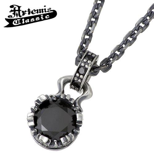 アルテミスクラシック Artemis Classic ストーン クラウン チャーム ネックレス アクセサリー 王冠 キュービック サファイア シルバー 925 スターリングシルバー ACP0218BK