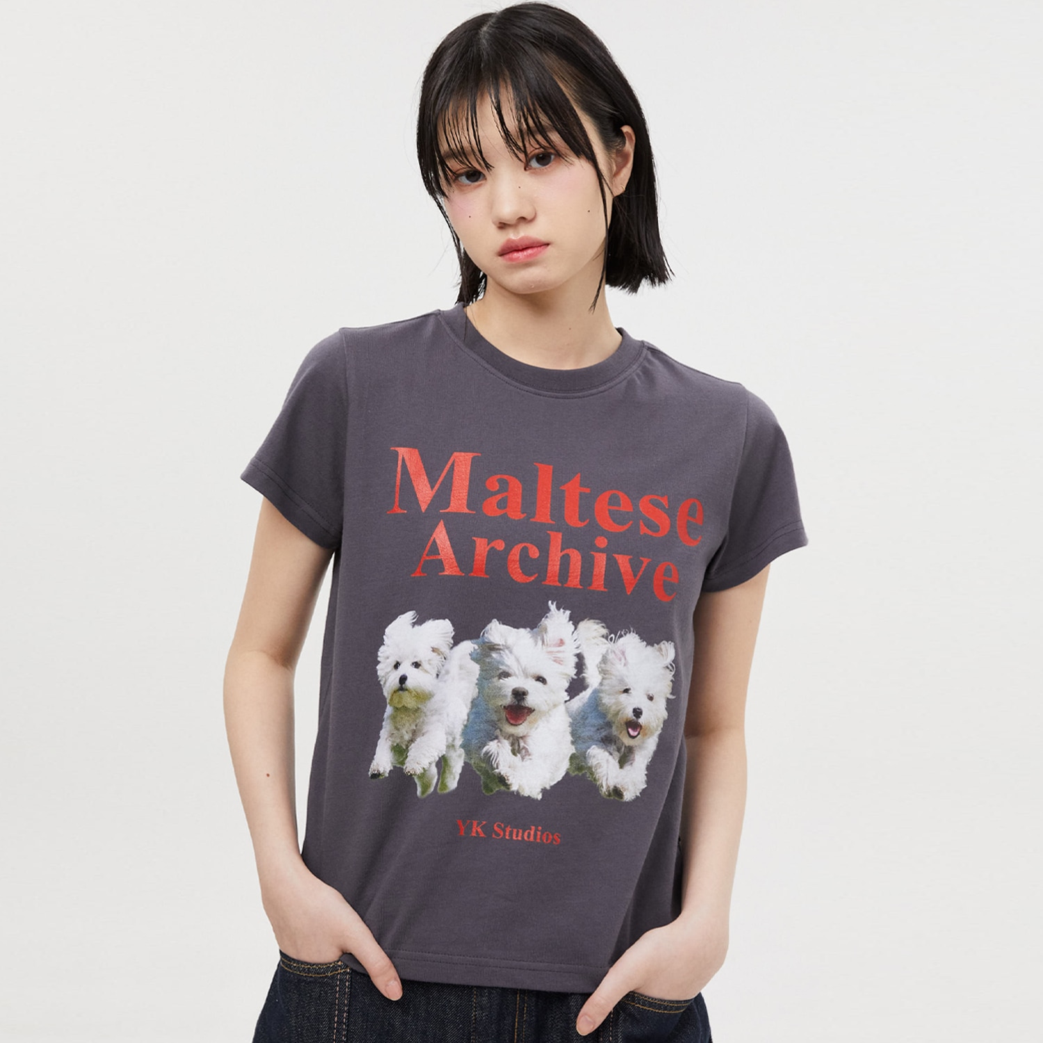 Maltese archive half sleeve tshirts CHARCOAL