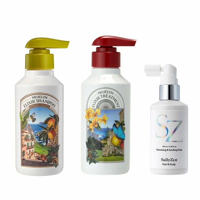 (3点セット)エリクサー シャンプー ＆ トリートメント 各300ml と Sallyzen ヘアトニック 正規品 販売店