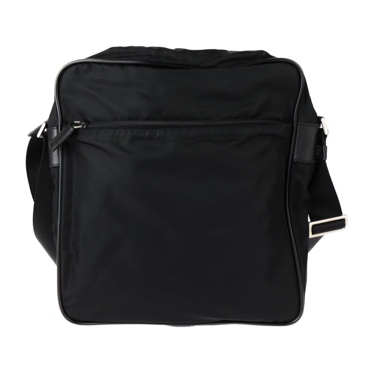 PRADA プラダ ショルダーバッグ V161 トライアングルロゴ ナイロン NERO ブラック シルバー金具 三角ロゴプレート【本物保証】